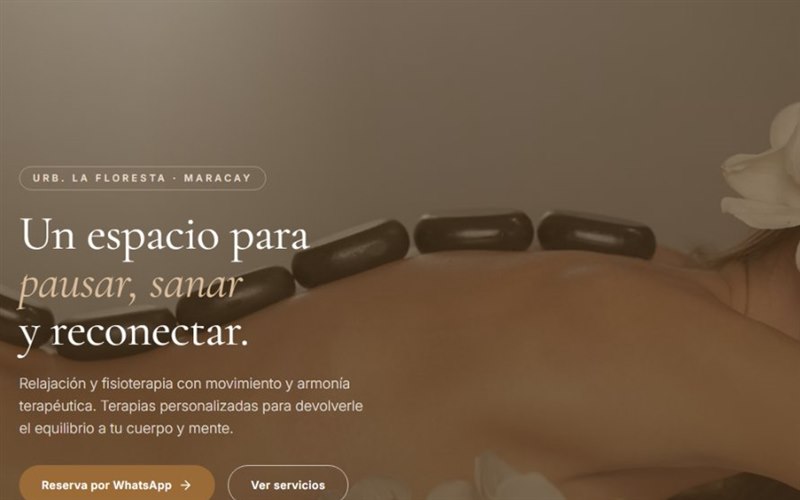 Página web de CALMA, masajes y fisioterapia en Maracay