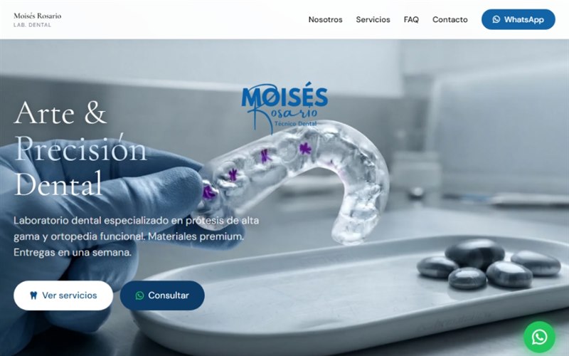 Página web del Laboratorio Dental Moisés Rosario